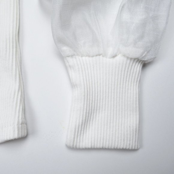 NWT Anthropologie DOLAN Left Coast Sheer-Sleeve Puff-Sleeve Top White - Small - Picture 14 of 14